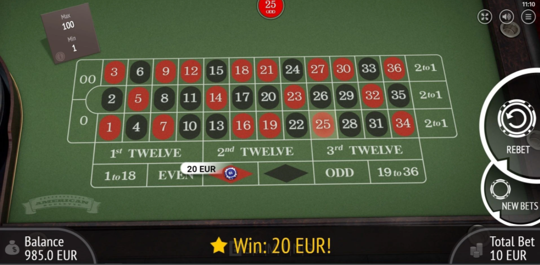 BGaming American Roulette Online Casino Game Layout
