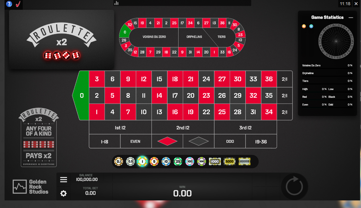 Golden Rock Studios Roulette X2 with Special Bets