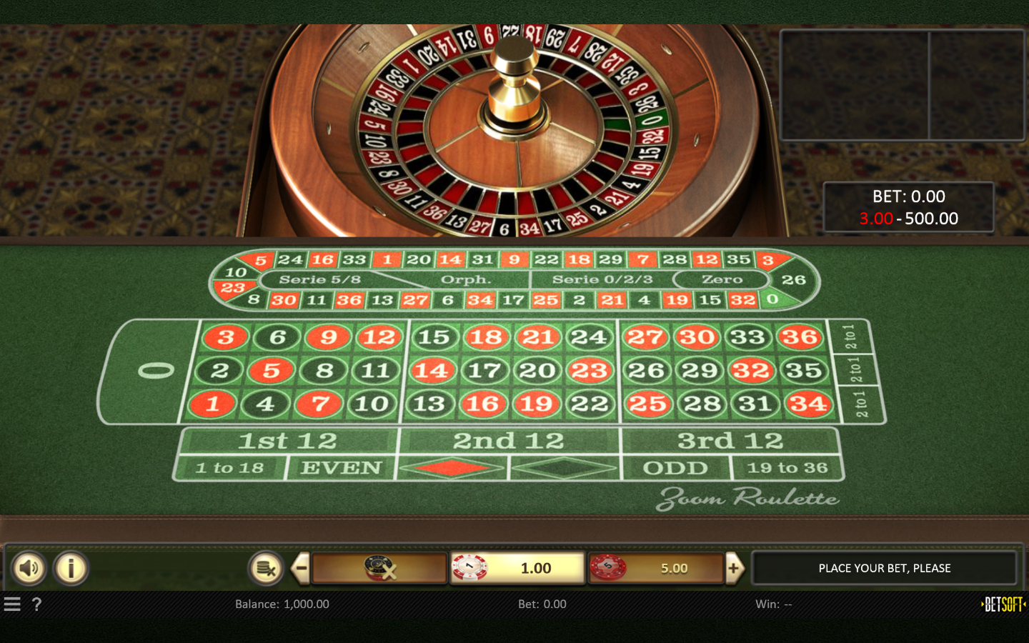 Zoom Roulette with Special Bets
