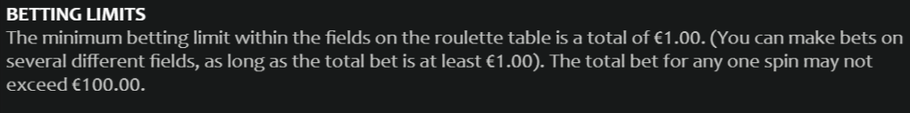 Hamburg Variant European Roulette - Nucleus Gaming - Betting Limits