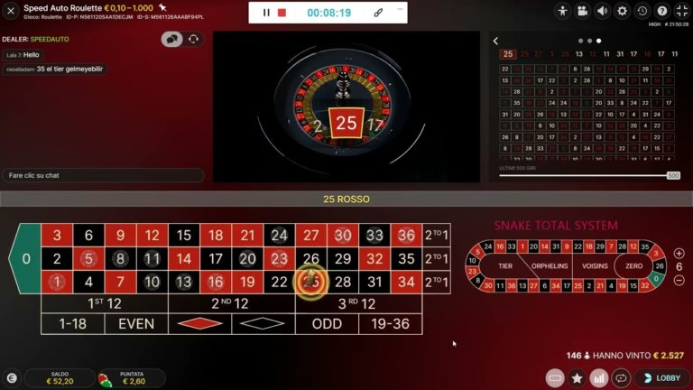 Vinci alla Roulette con Snake Total System @Live Roulette Da 47€ a 94€ – Roulette Game Videos