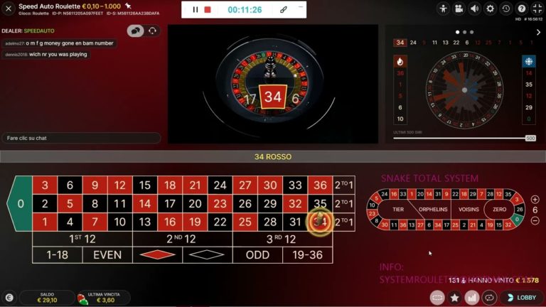 Vinci alla roulette con Snake Total @Live Roulette Da 20€ a 70€ – Roulette Game Videos