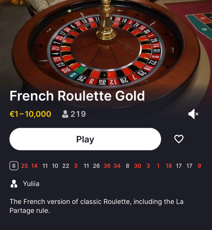 French Roulette Gold at Casino Classic